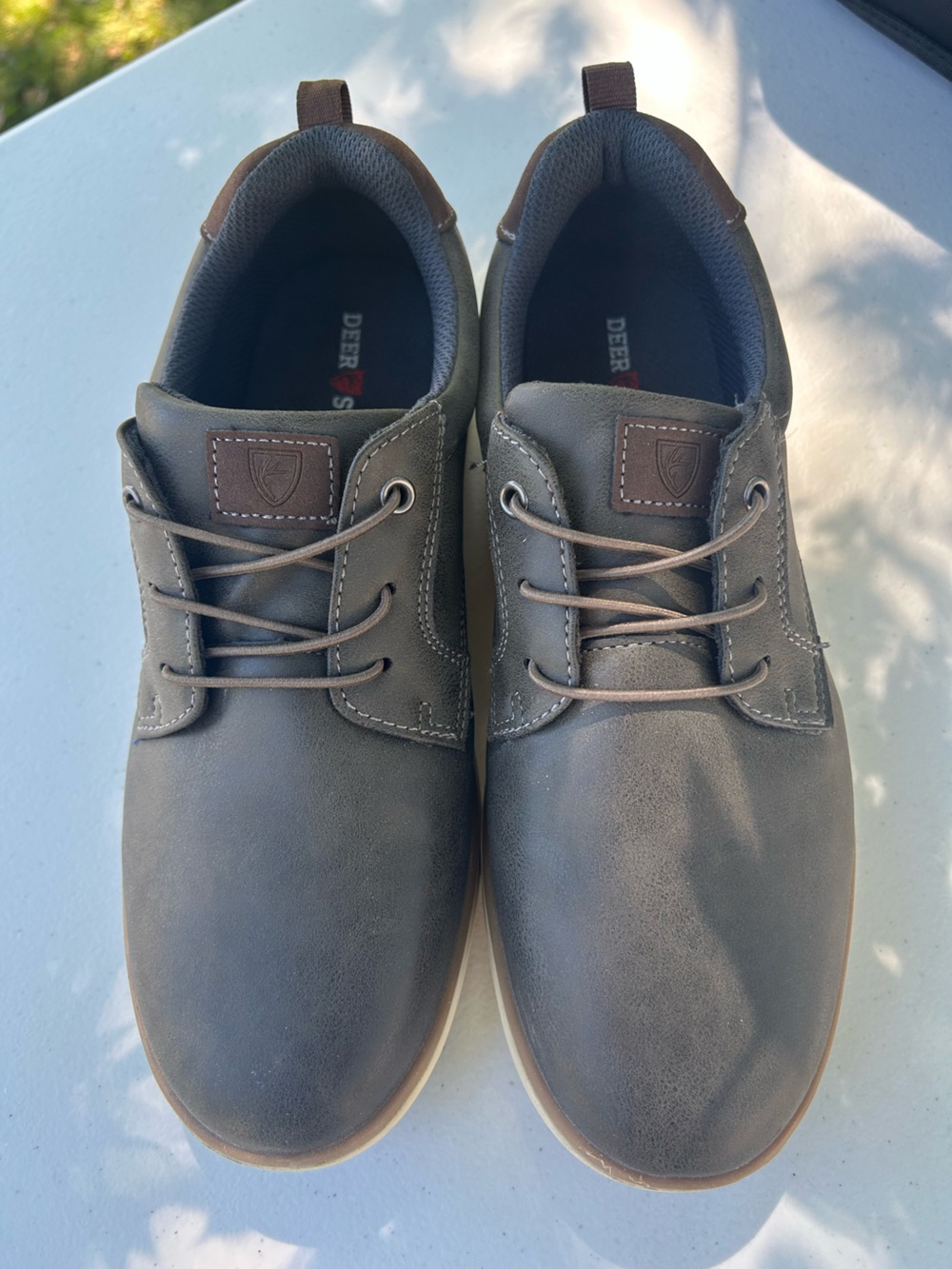 Deer Stags Boy’s Slip-On Style Lace-Up Loafers - Gray Brown